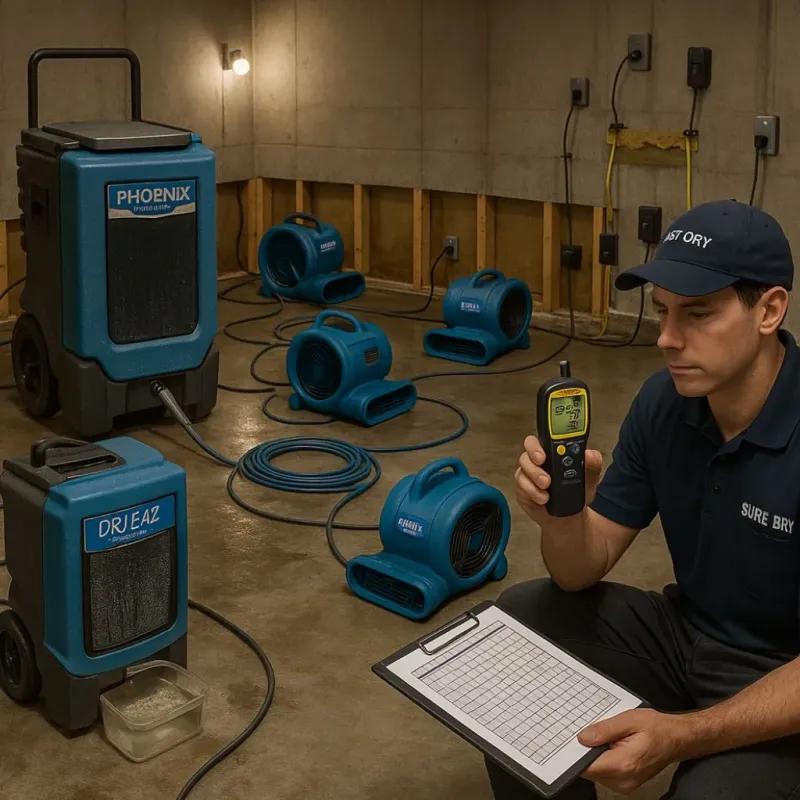 Structural Drying and Dehumidification process in McEwen, TN